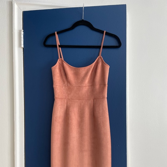 SEXY BCBG MAXARIA XS SUEDE DRESS ROSE GOLD COLOR Mid length spaghetti strap - Picture 2 of 8